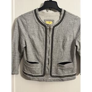Princess Vera Wang Sz L Blazer Cardigan Jacket Grey Open Front Career Preppy